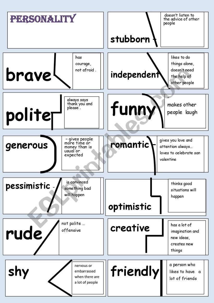  personality puzzle worksheet