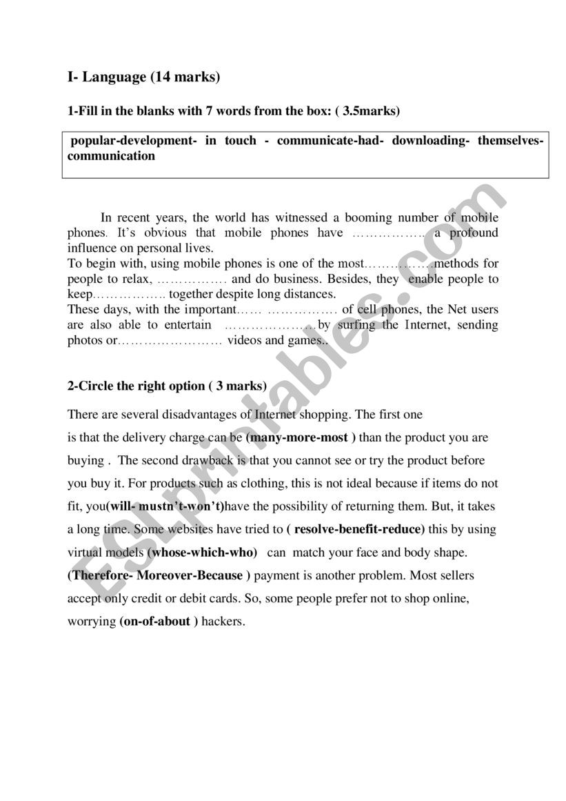 grammar worksheet