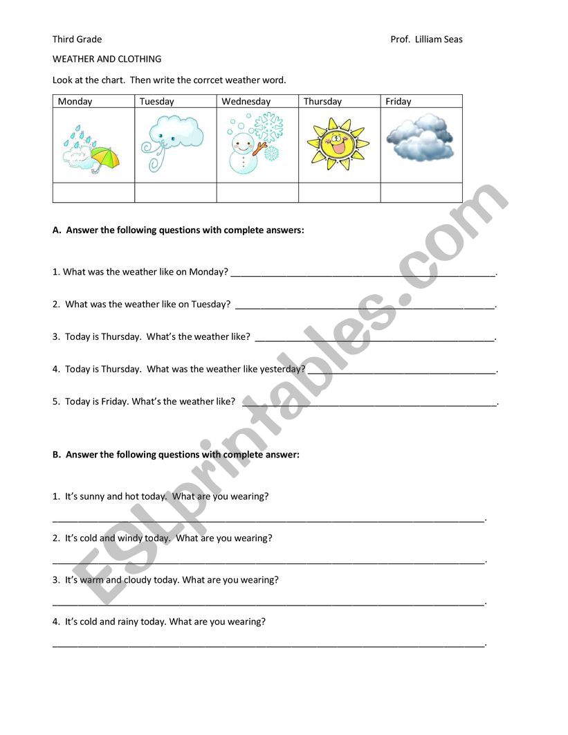 Weather and Clothes worksheet