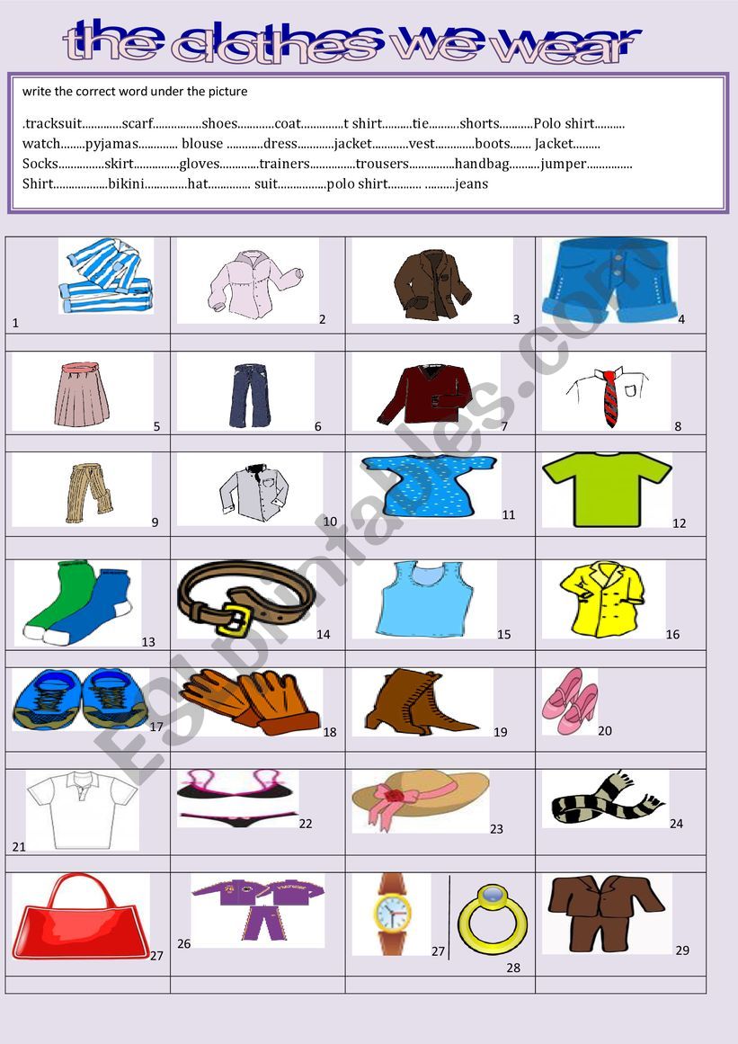 the clothes we wear - ESL worksheet by primpi