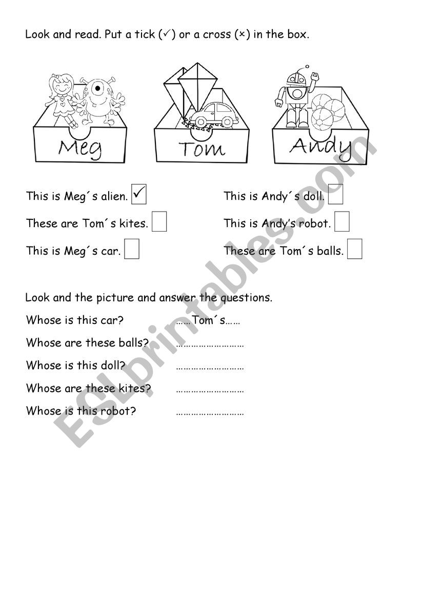 Toys and Food worksheet