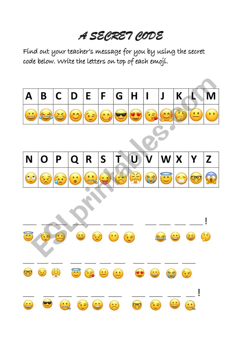 SECRET CODE worksheet
