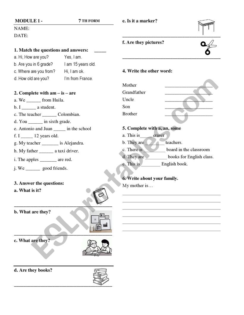 test for technical school worksheet