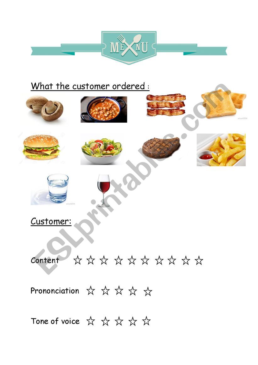 peer evaluation - food - dialogue