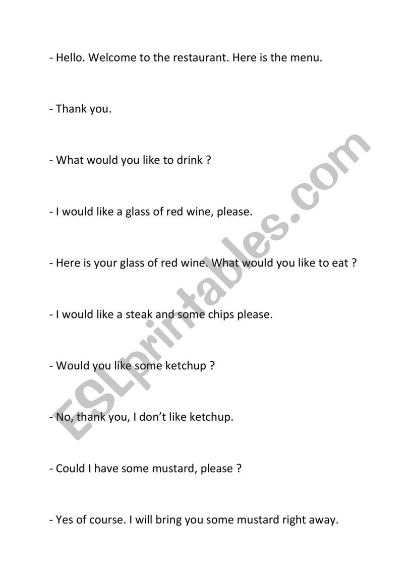 reorder the dialogue worksheet