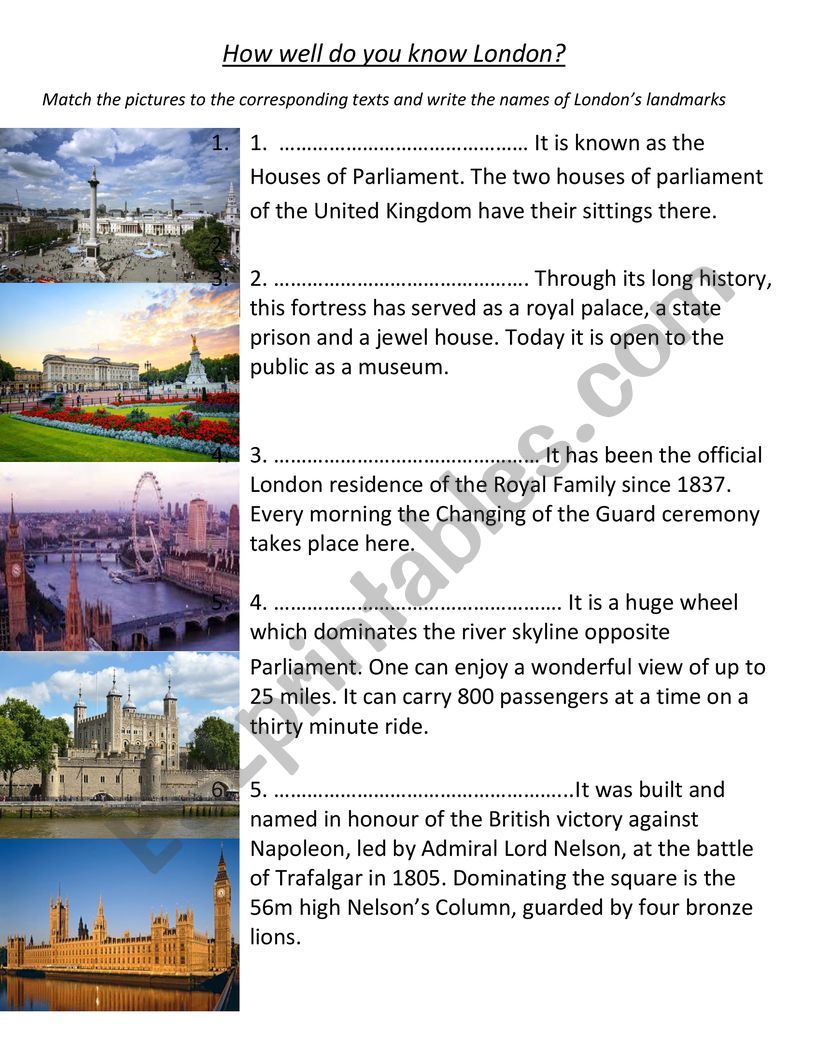 How well do you know London? worksheet