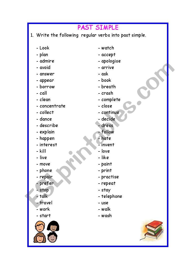 Regular verbs, past simple worksheet