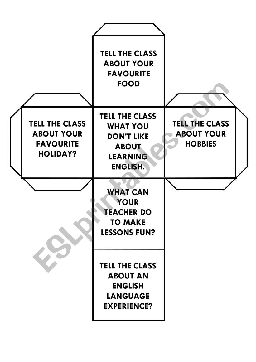 Speaking Dice worksheet