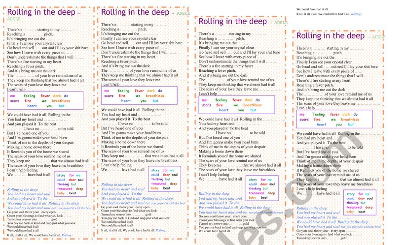 ROLLING IN THE DEEP worksheet