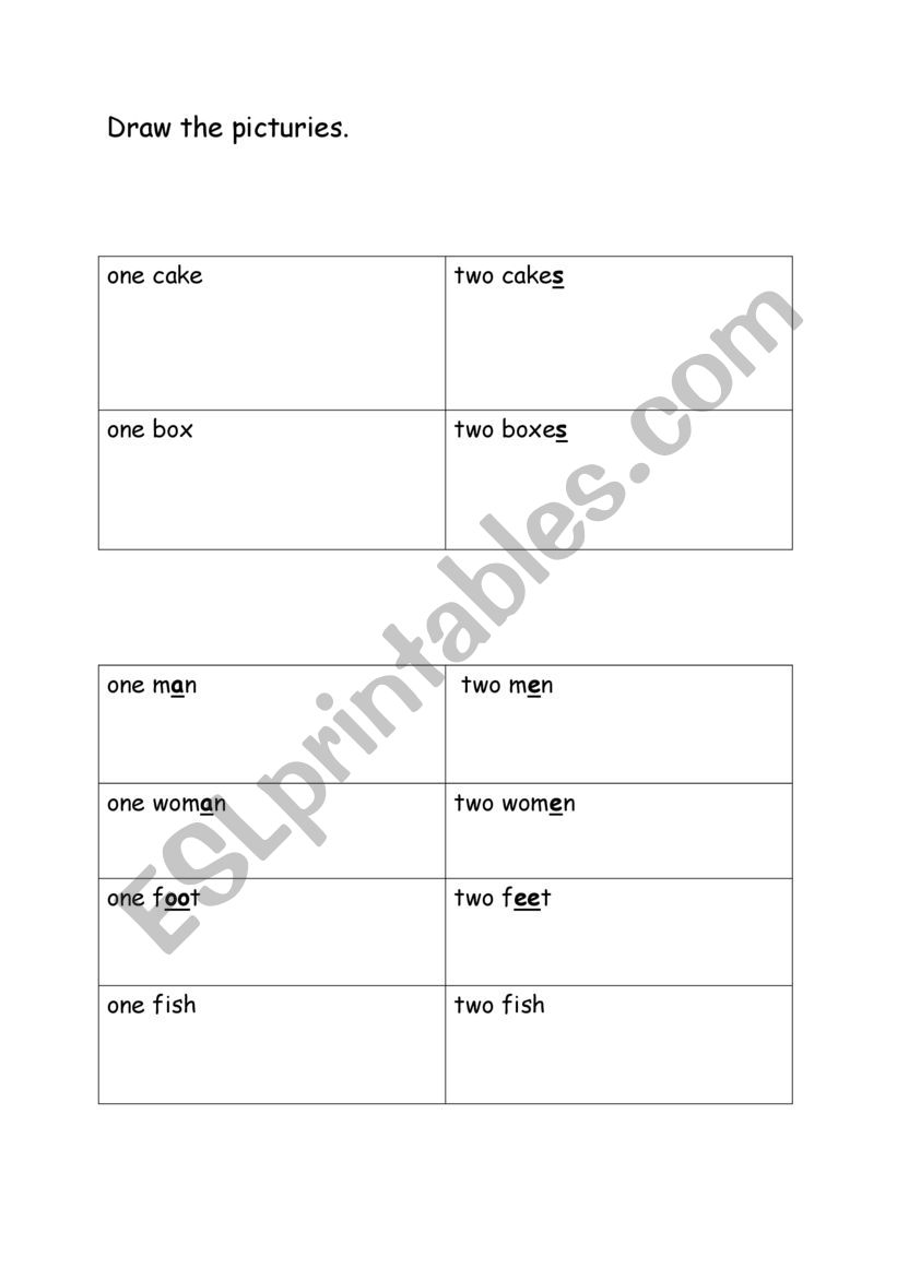 singular and plural.  worksheet
