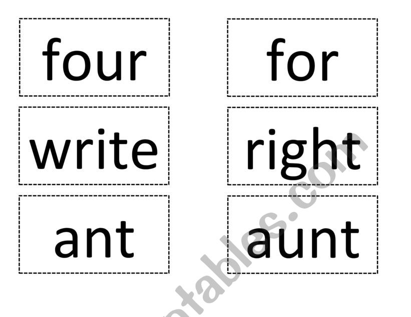 HOMOPHONES worksheet