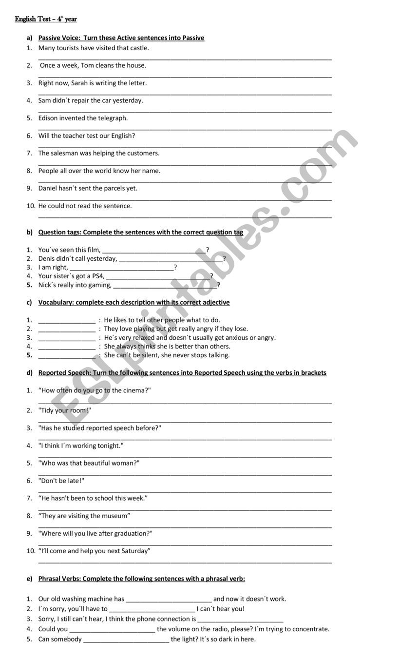 Test  worksheet