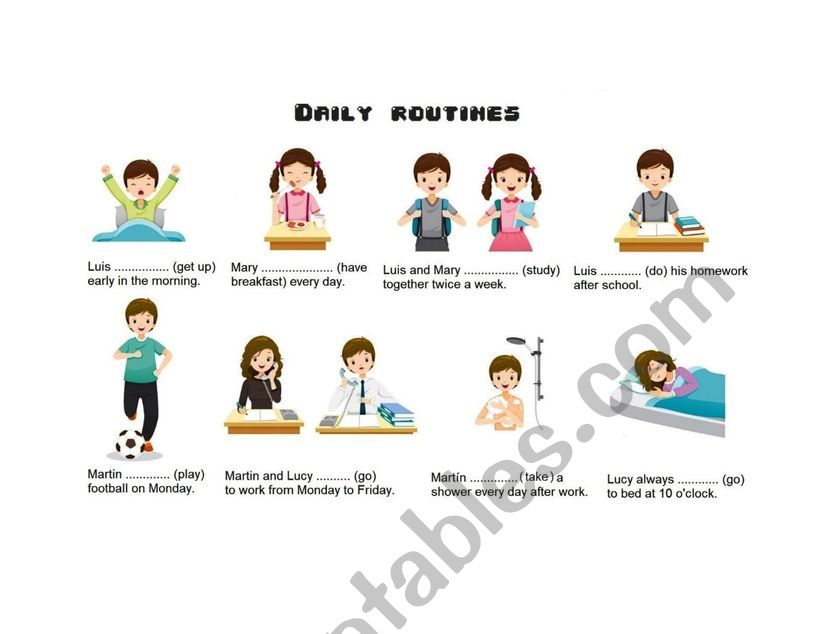 Daily routine worksheet