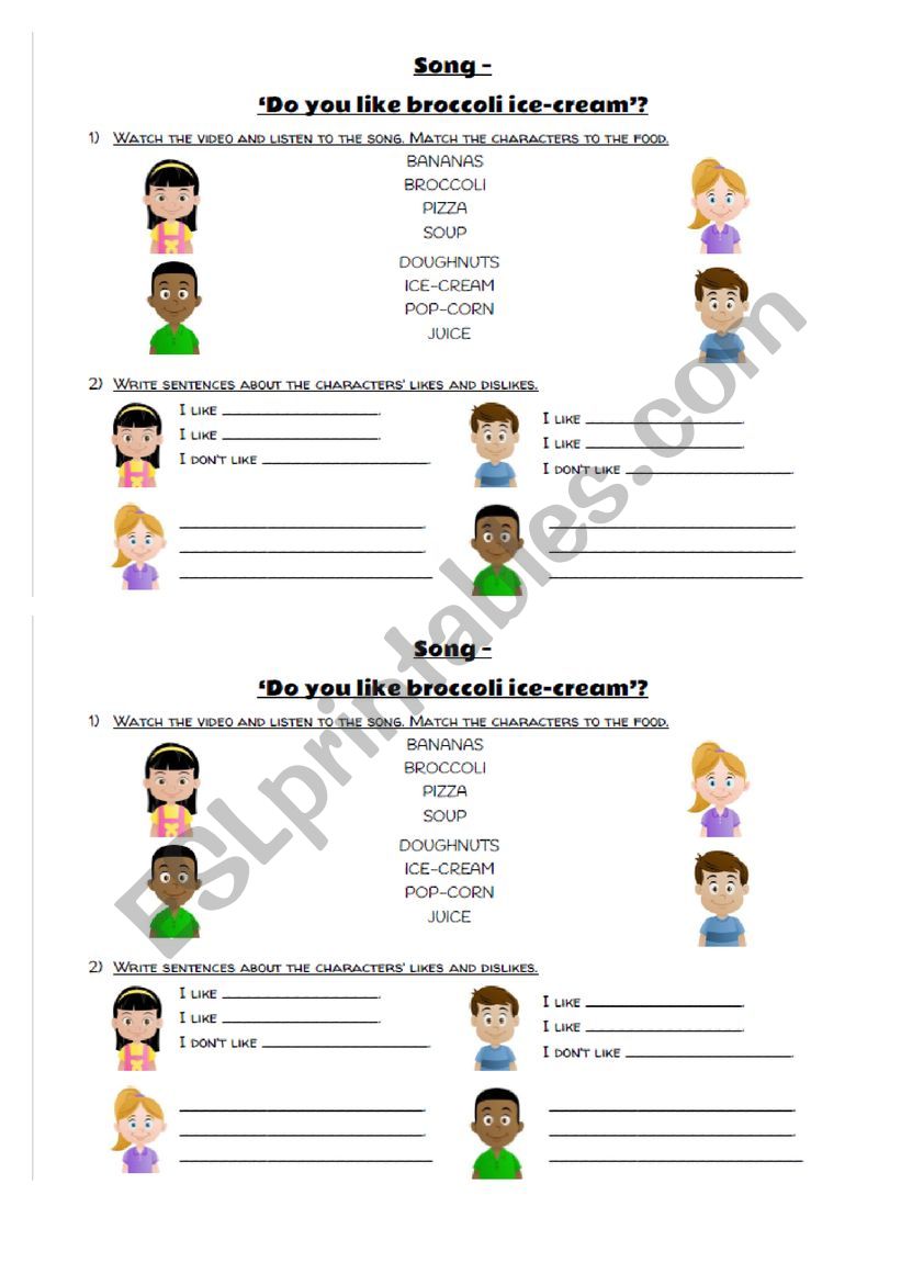 Song: Â´Do you like broccoli ice-cream?Â´ - Food