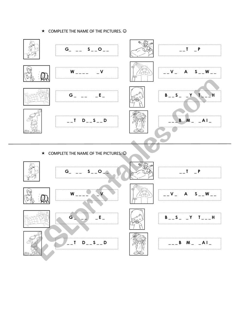 Routines worksheet