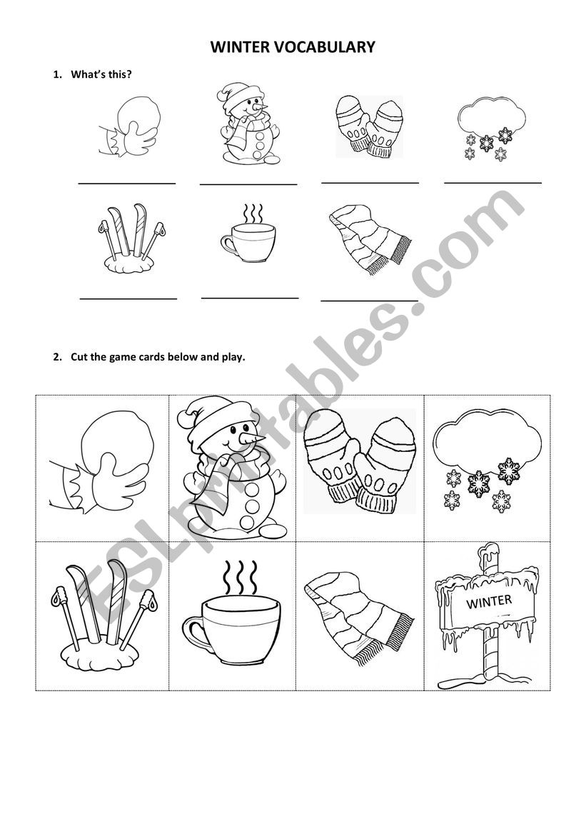 Winter vocabulary worksheet