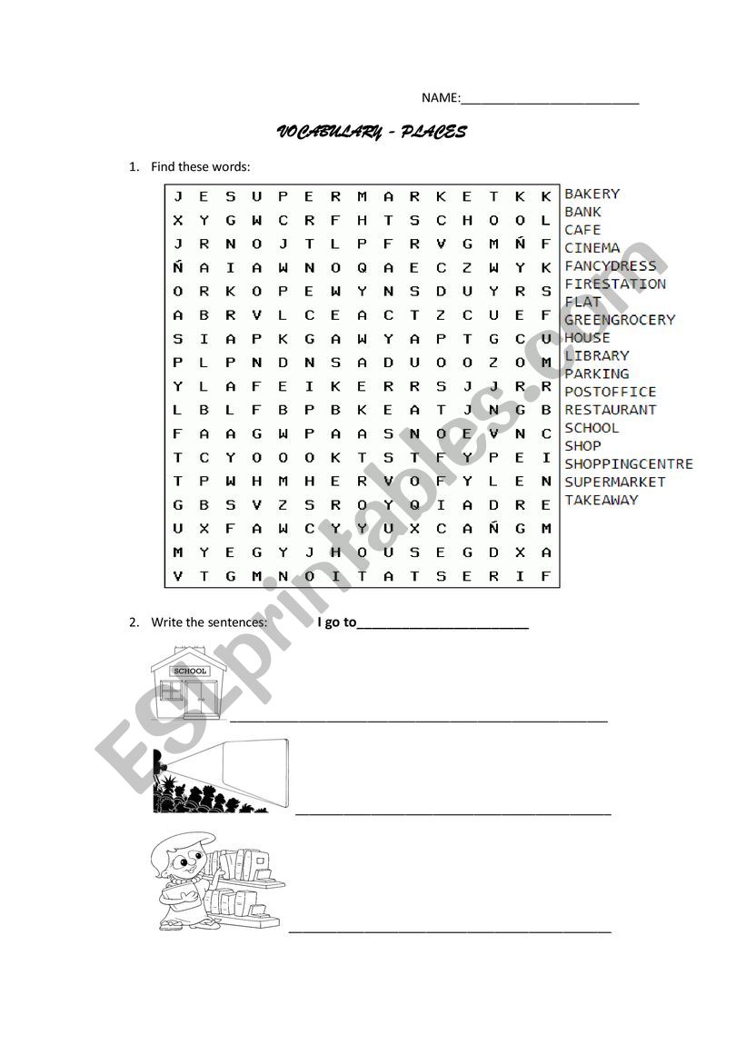 Places worksheet