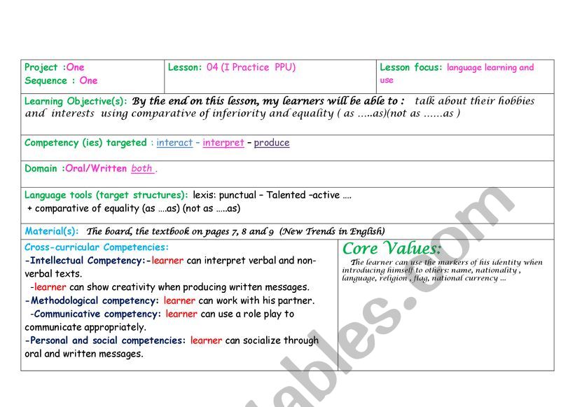 comparative of equality  worksheet