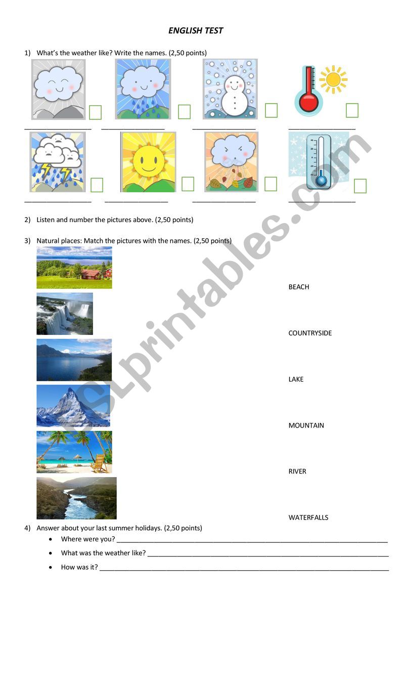 Weather - past worksheet