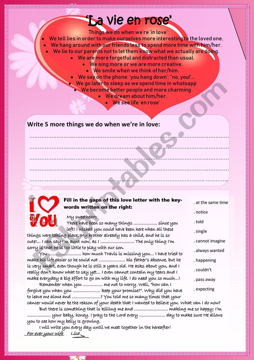 Writing and comprehension worksheet