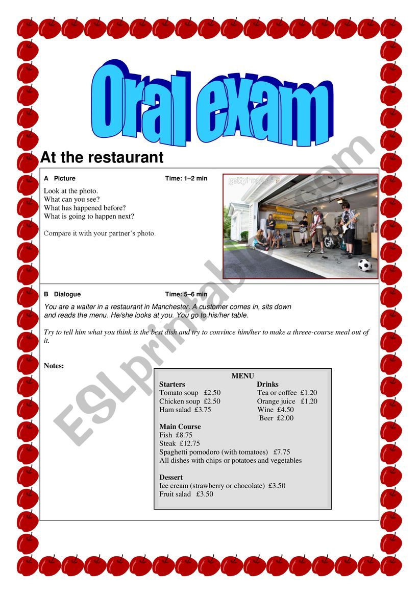 At the restaurant_Candidate B worksheet