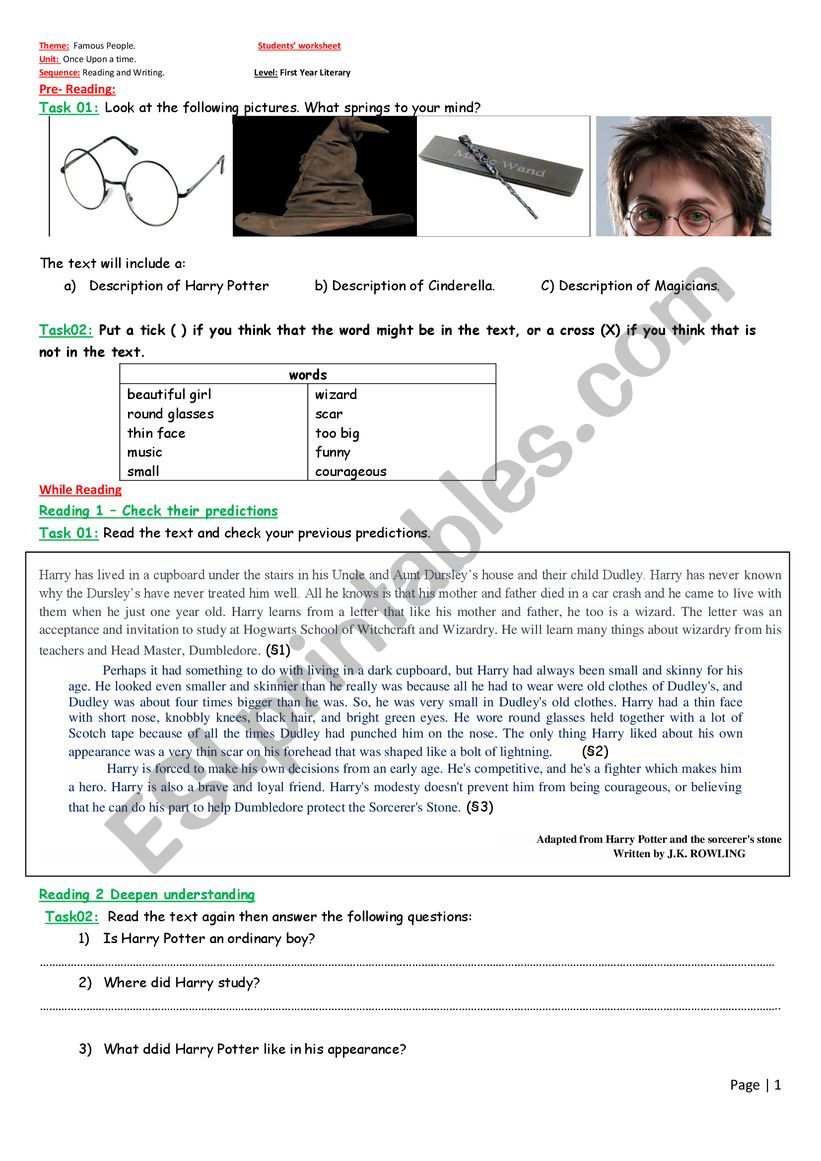 describing people worksheet