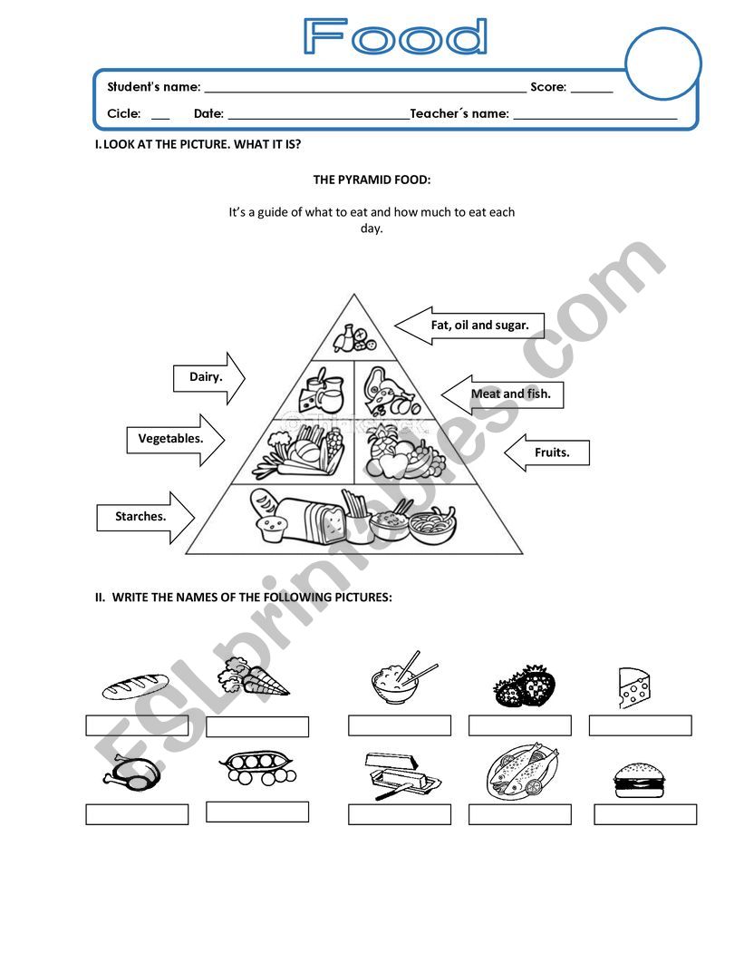 Food worksheet