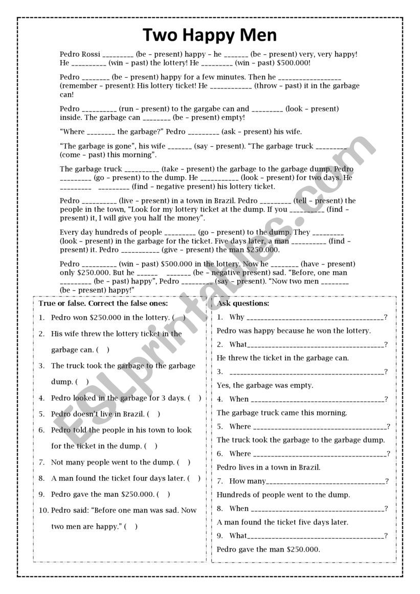 TWO HAPPY MEN worksheet