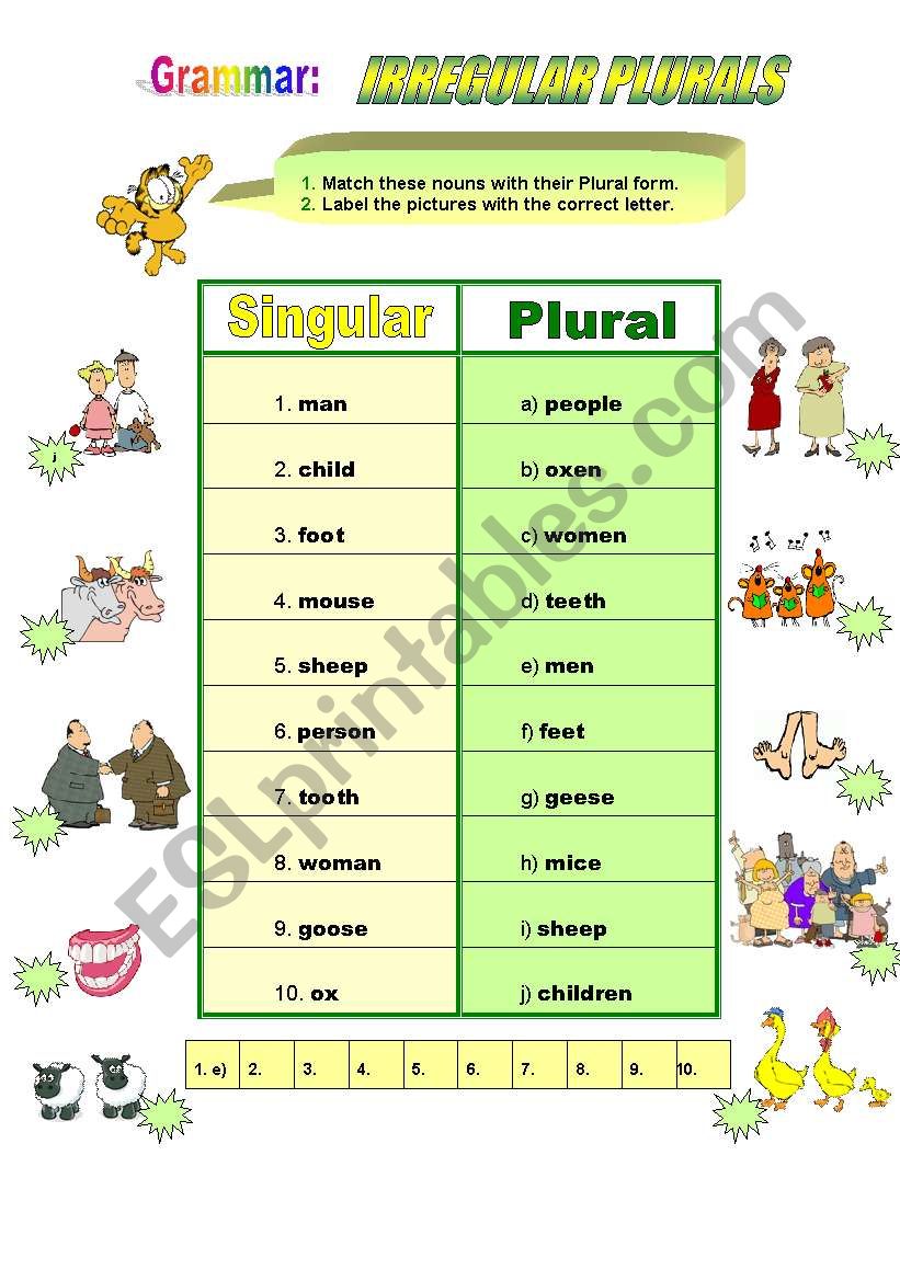 Irregular Plurals worksheet