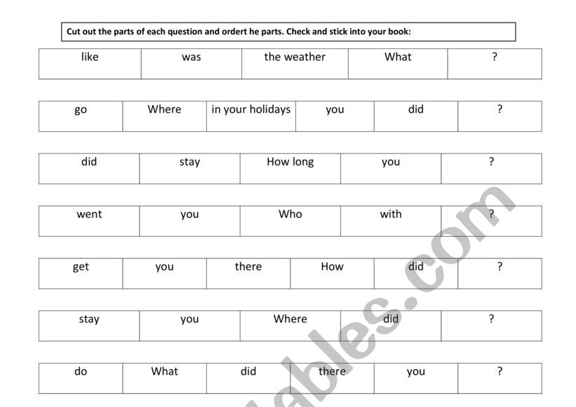 Holiday questions puzzle worksheet
