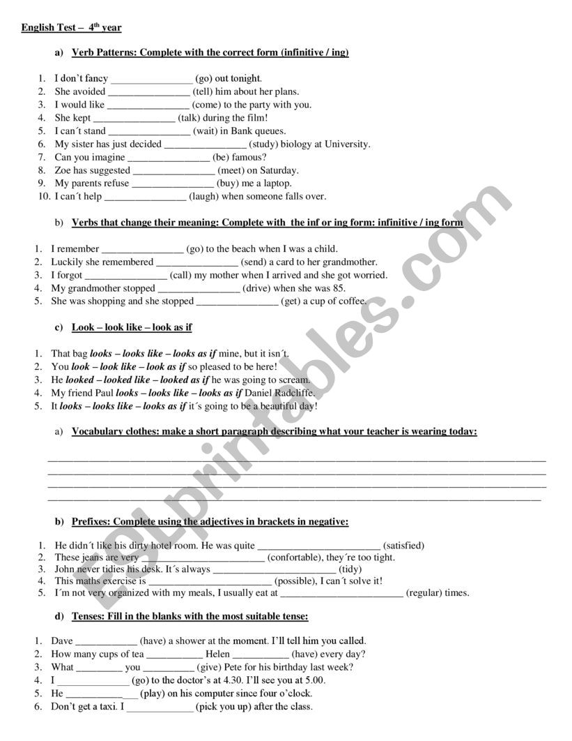 Test  worksheet