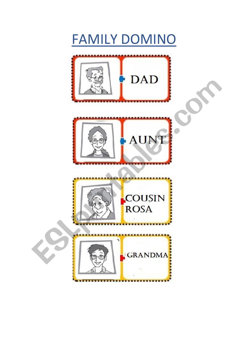 Family domino worksheet