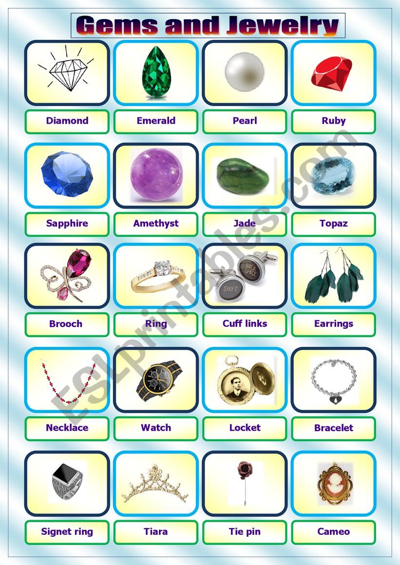 Gems & Jewelry worksheet
