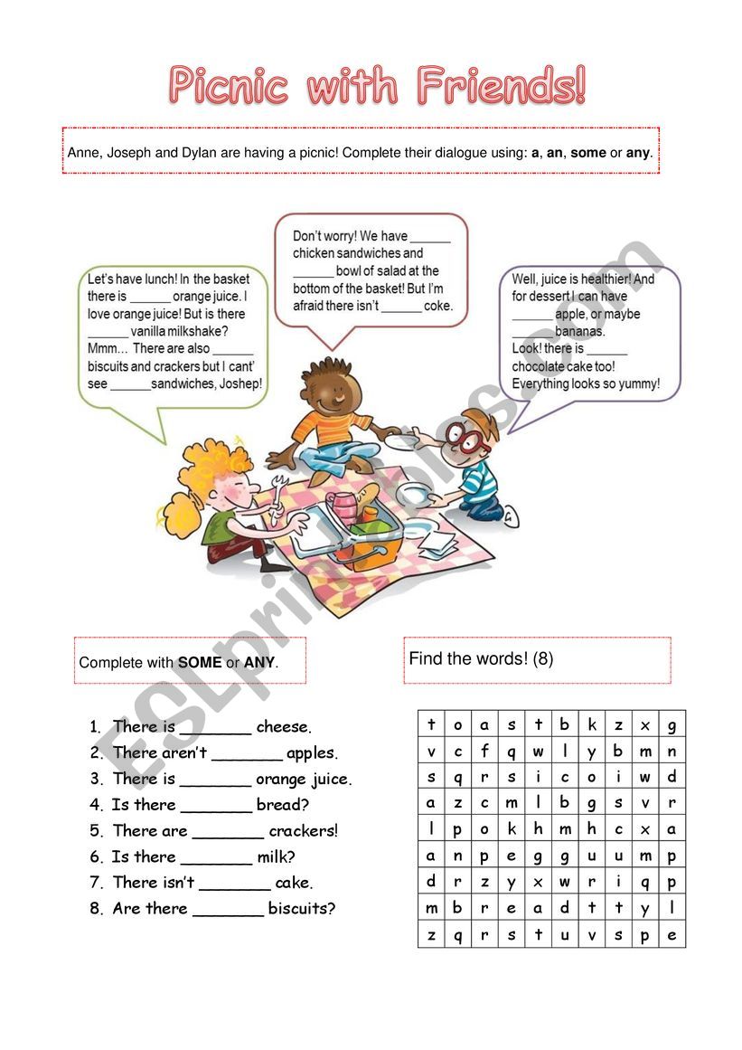 Picnic with friends! worksheet