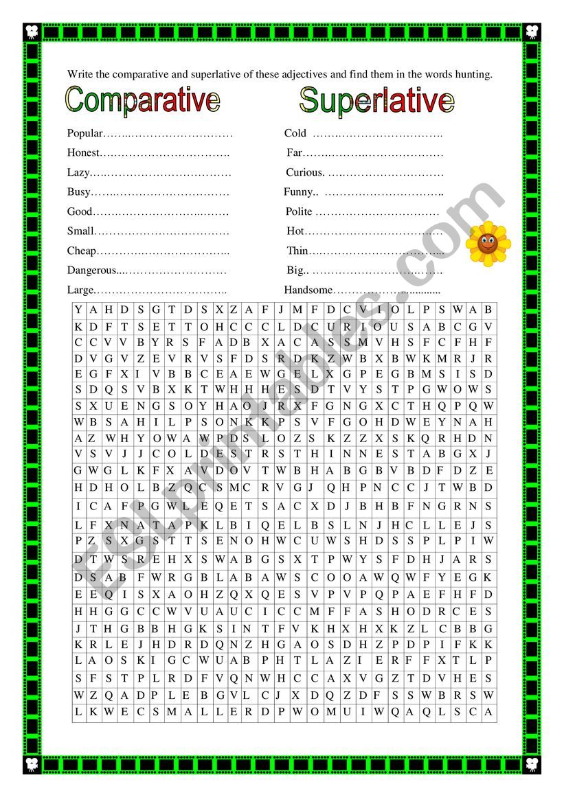 Comparative and Superlative worksheet