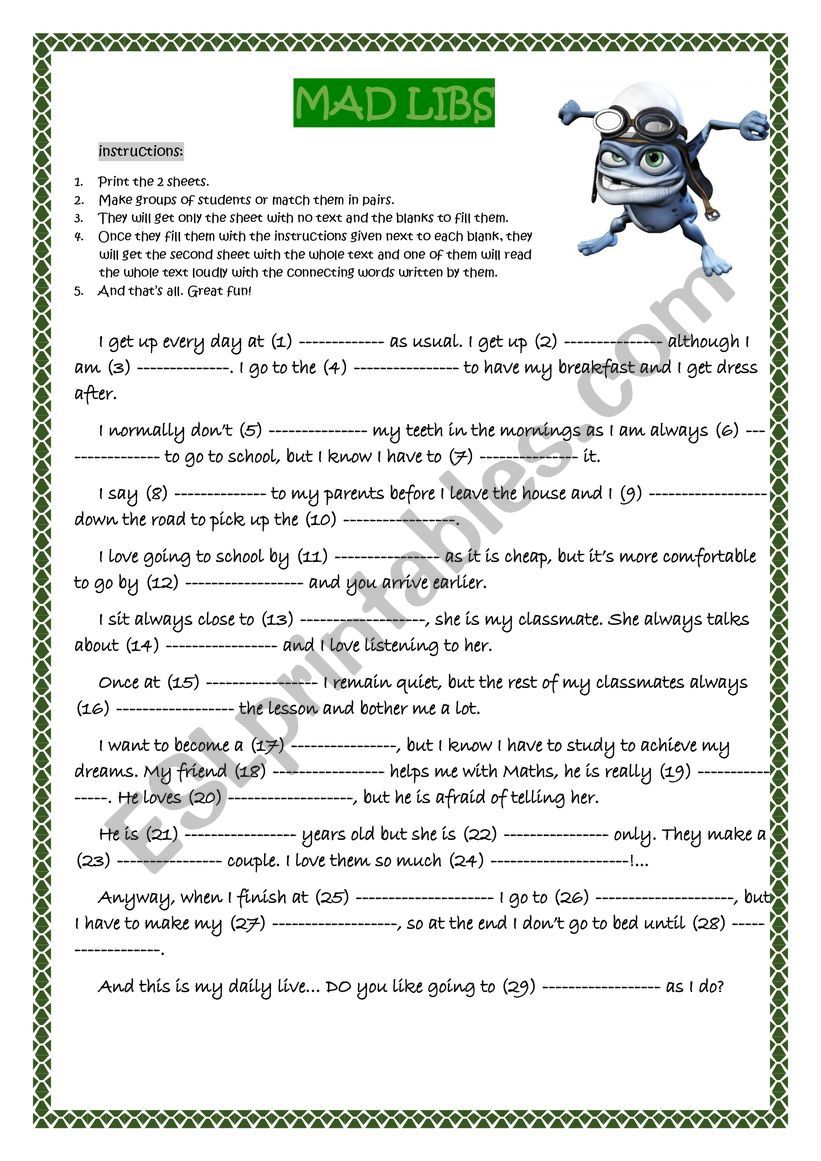 Worksheet - Game  worksheet