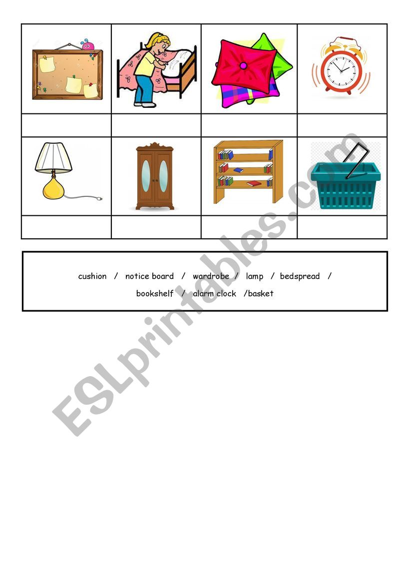 room items worksheet