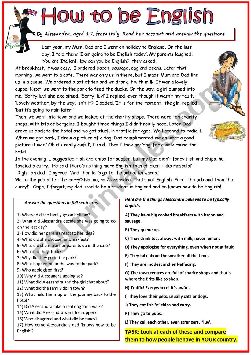 How to be English worksheet