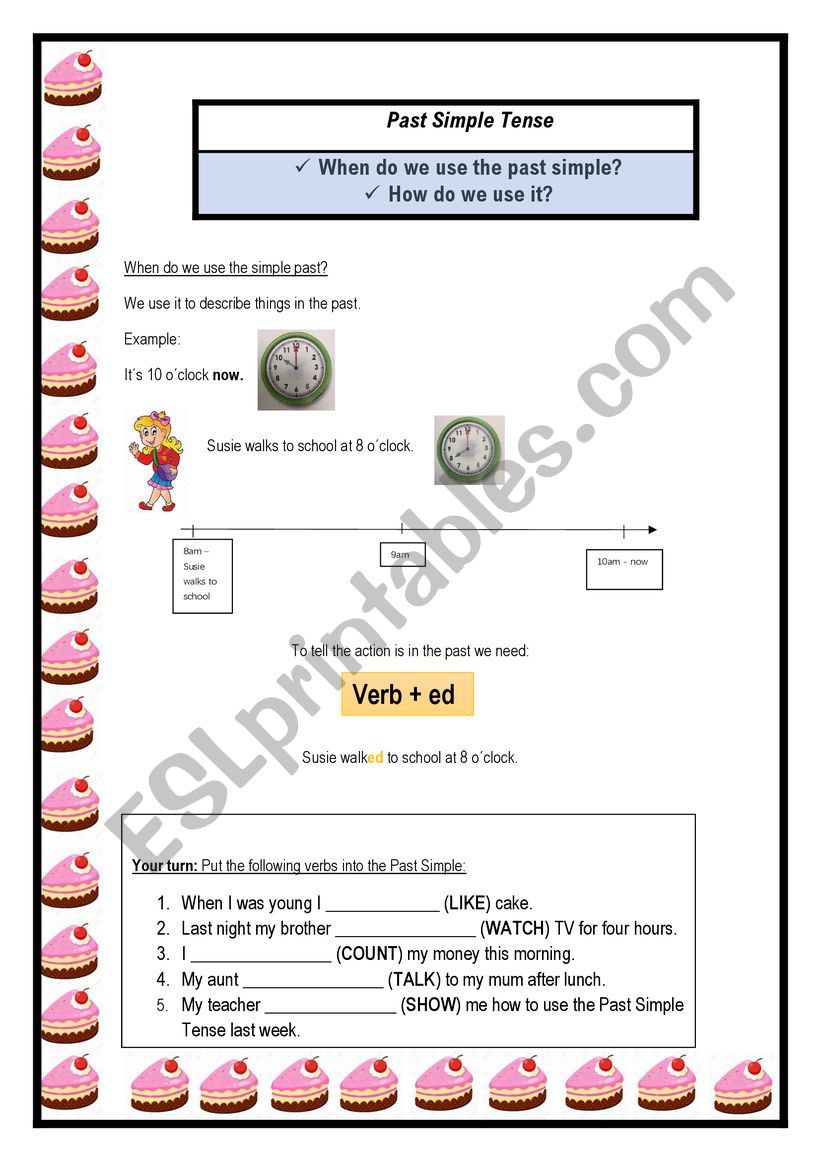 Past Simple handout with exercises (regular verbs)