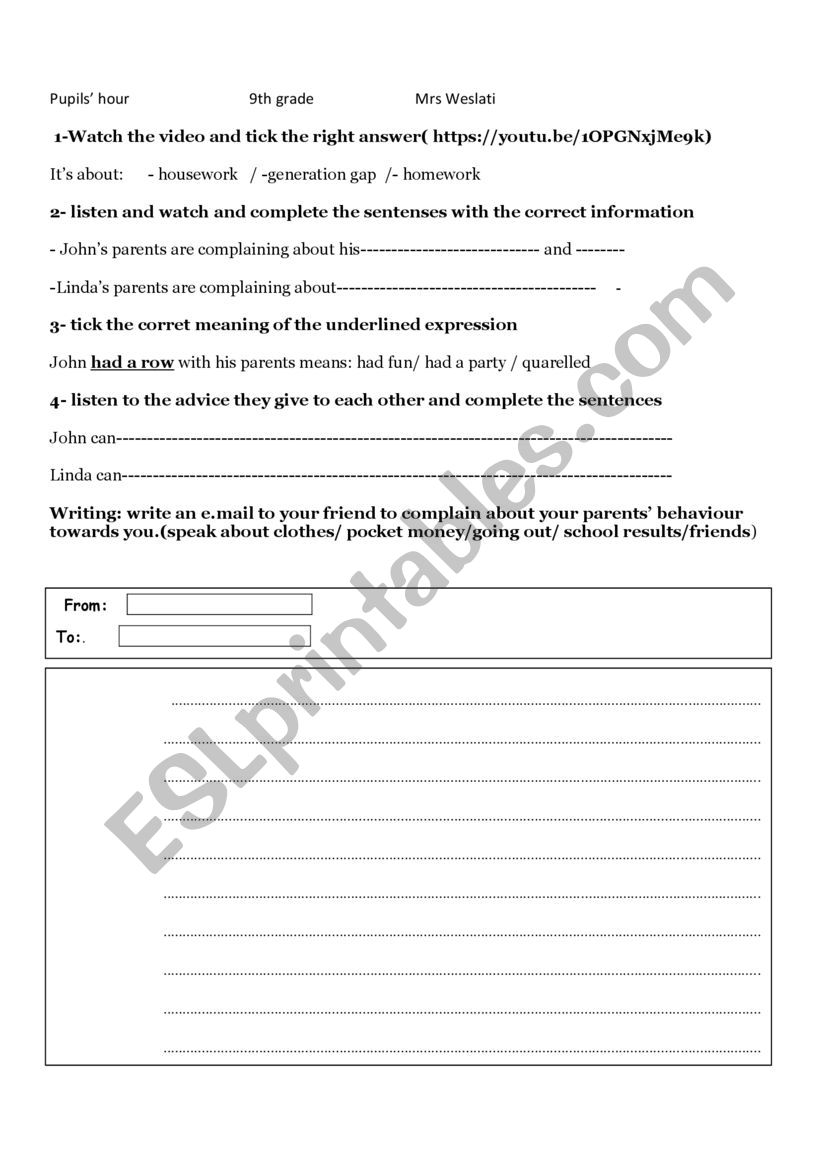 generation gap worksheet