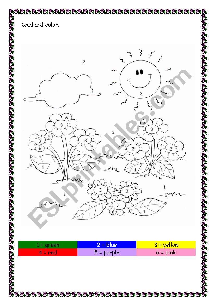 flowers,colours worksheet