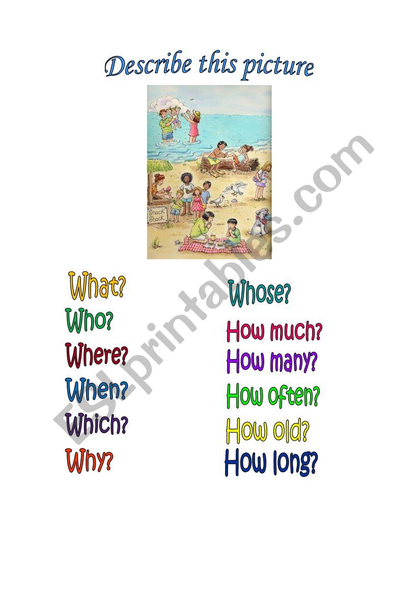 describing a picture worksheet