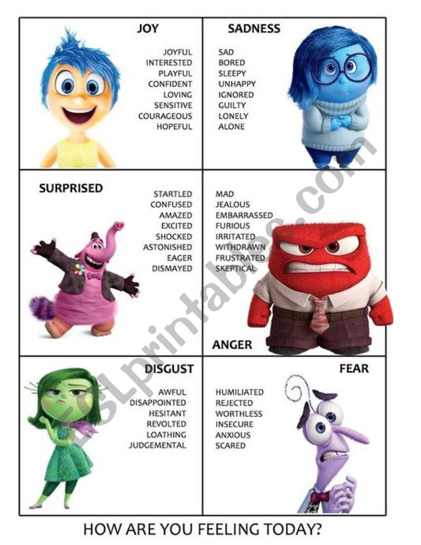 EMOTIONS WITH INSIDE OUT CHARACTERS 