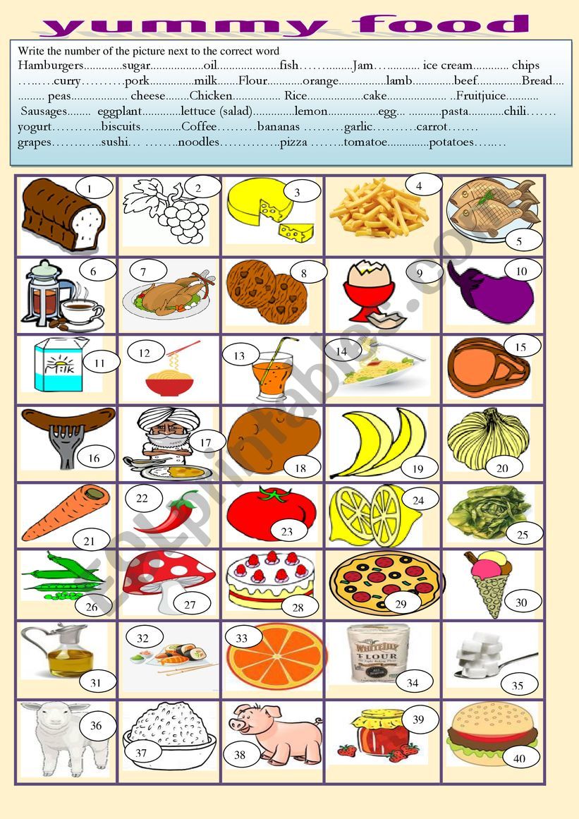 wonderful food  worksheet