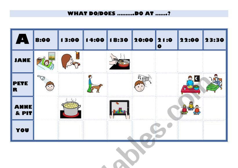 daily routines worksheet