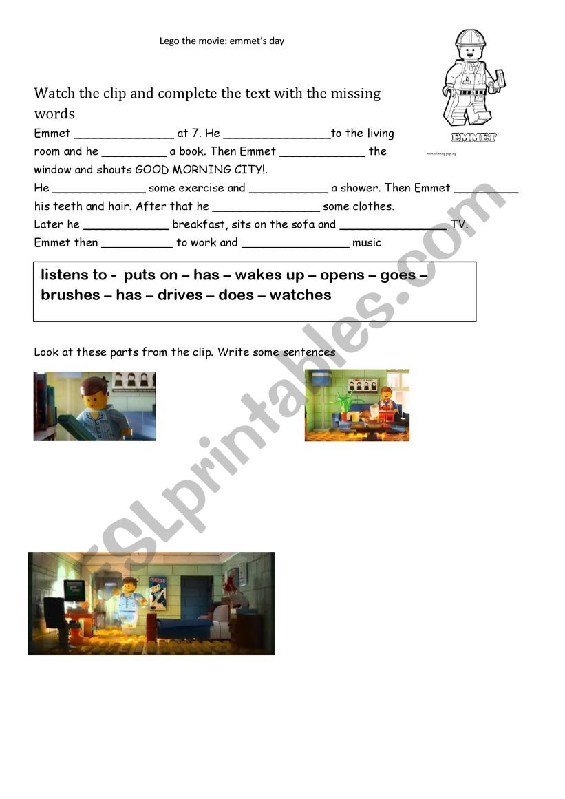 Lego the Movie worksheet