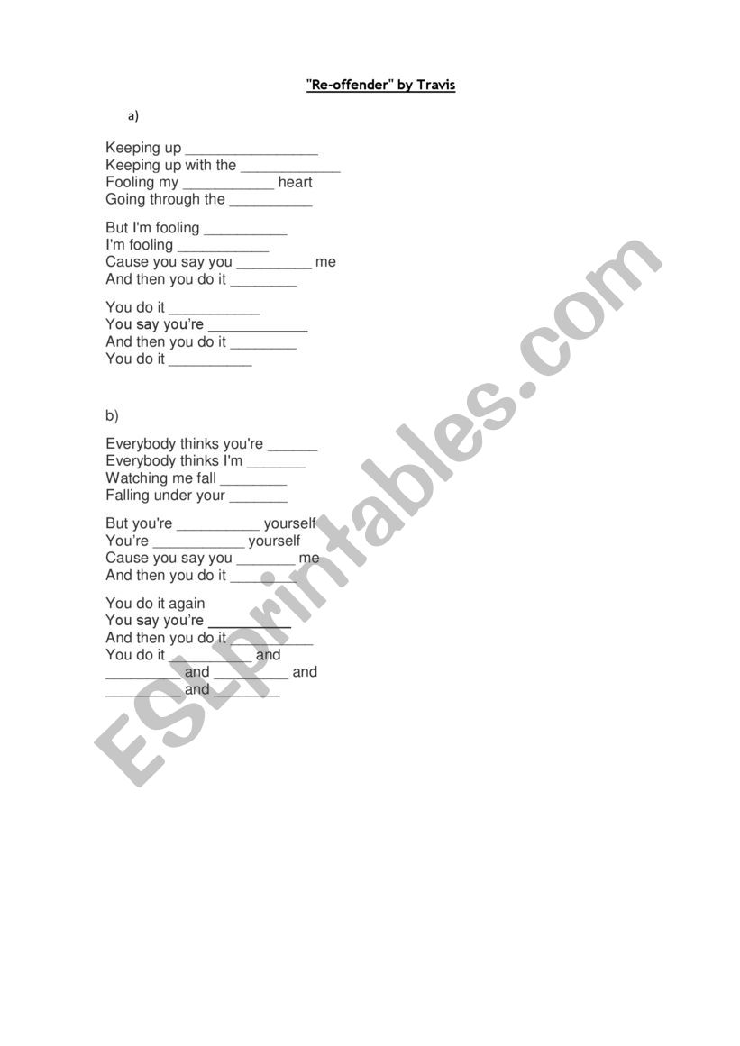 Re-Offender worksheet