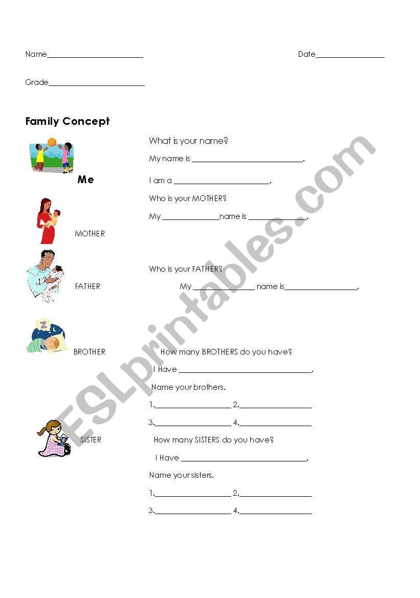 Family concept worksheet