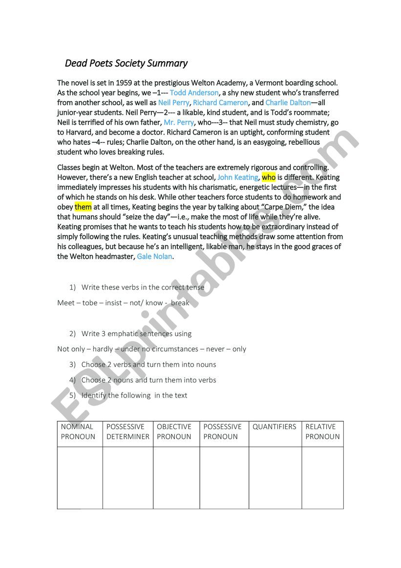 entry exam  worksheet