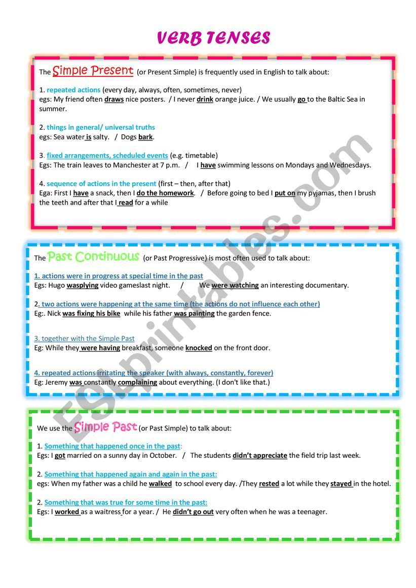 Simple Present, Simple Past and Past Continuous